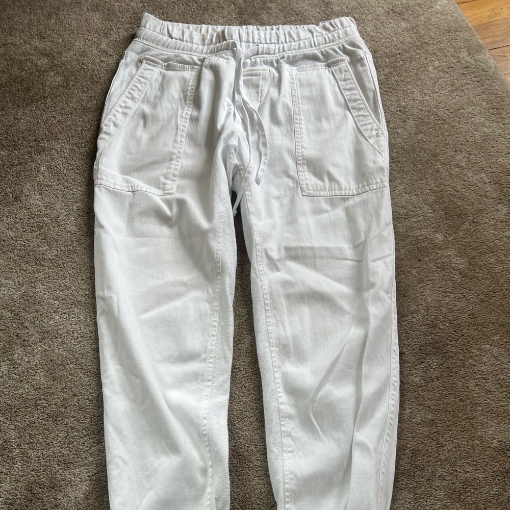 James Perse White Drawstring Jogger Pants